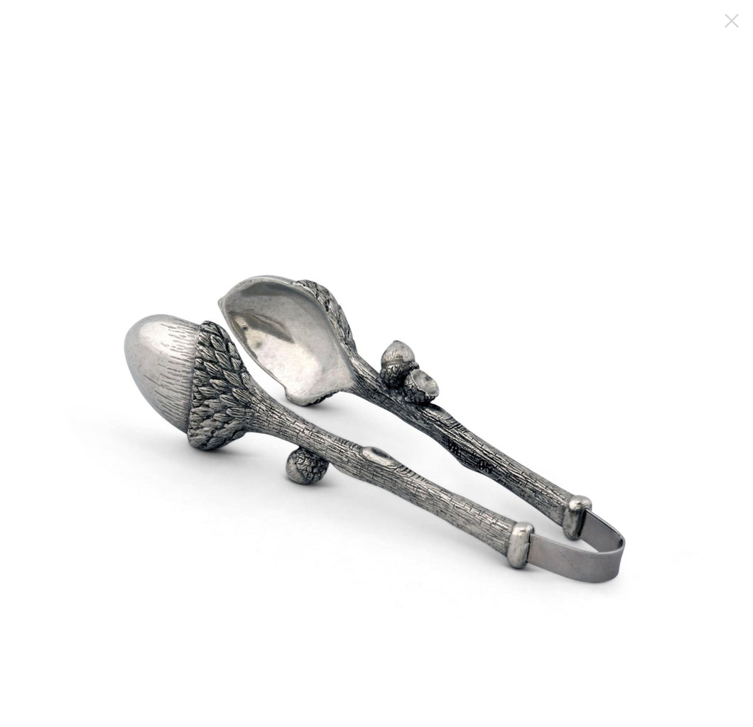 Pewter Acorn Pattern Nut / Sugar Tongs