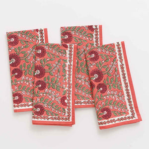 Cactus Flower Red Napkins Set 4