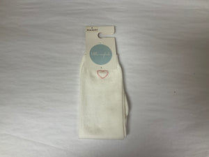 Pink Heart Knee Socks White-S3SK05 : Small