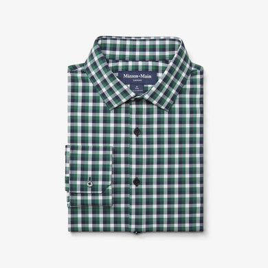 Leeward Dress Shirt-Hunter Green Dylan Plaid