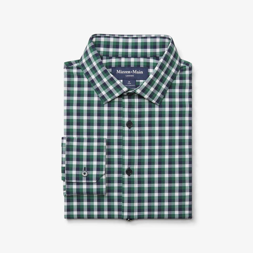Leeward Dress Shirt-Hunter Green Dylan Plaid