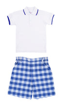 White Polo Shirt Royal with blue with shorts