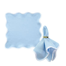 Set of 4 Linen Scalloped Square