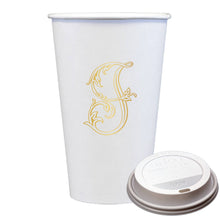 Initial Monogrammed Coffee Cups with Lids