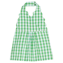 Scallop Halter Top- Green Hills Check