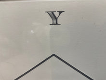 Charcoal Hand Engraved Initial Cards on Pearl White w/Env