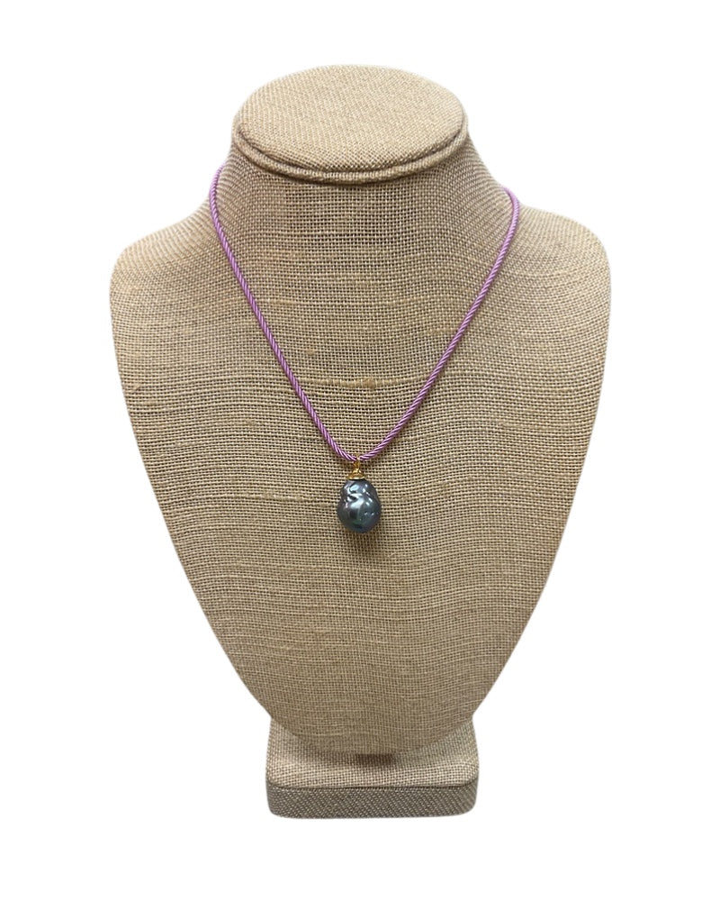 Big Baroque Pearl on Cord-B-Twist-G14 : Lavender