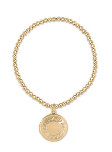 Classic gold 3mm bead bracelet-cherish small gold locket