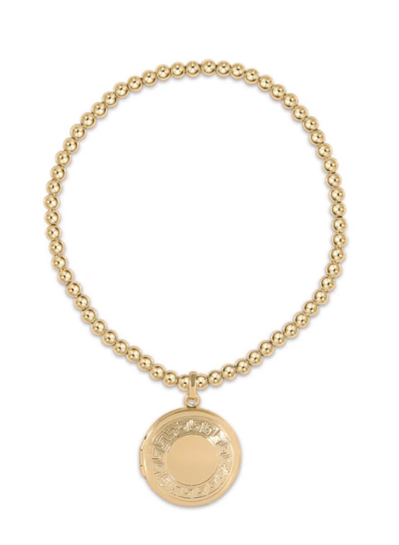 Classic gold 3mm bead bracelet-cherish small gold locket