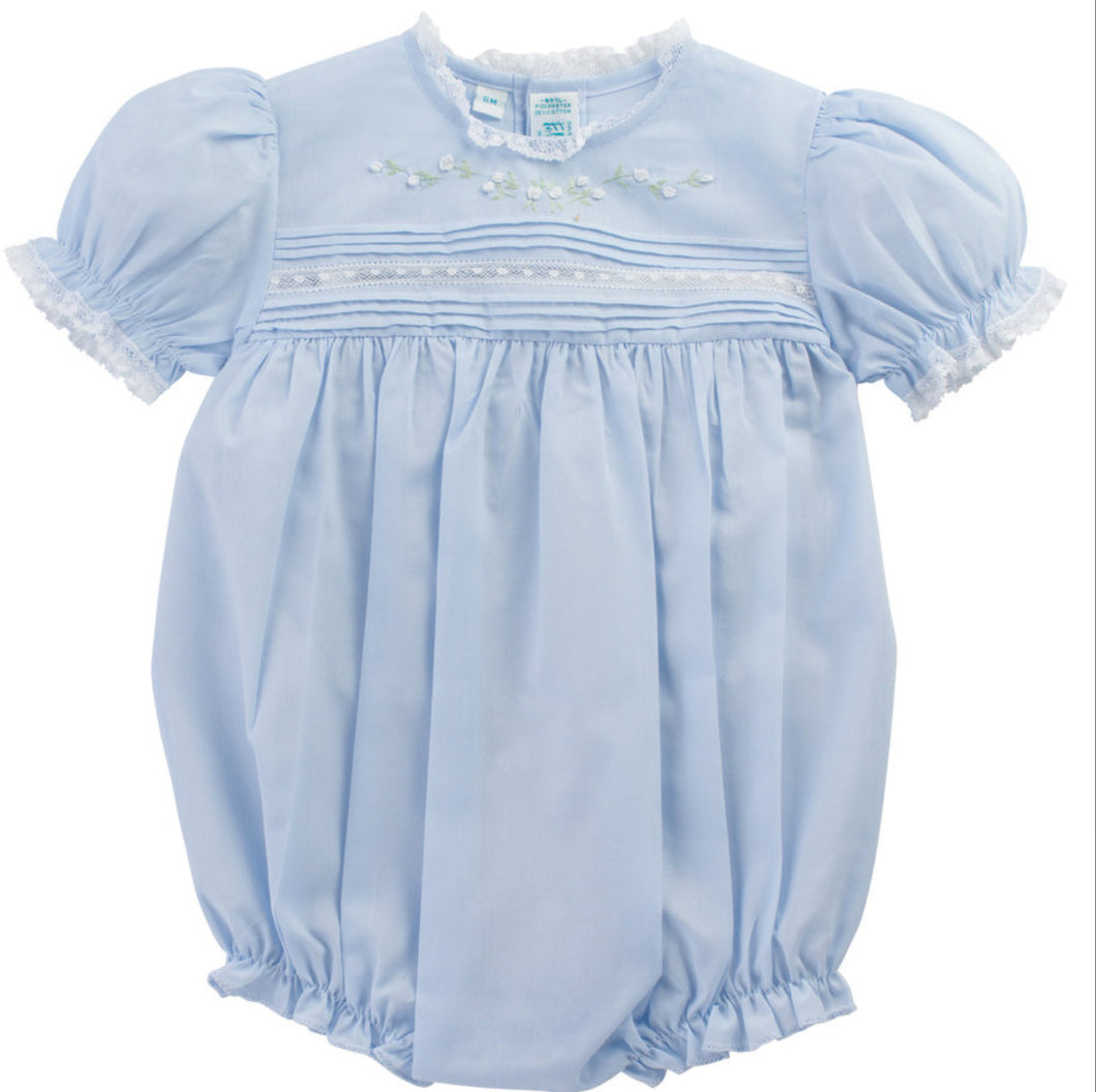 Blue Floral Romper Lace Trim-770