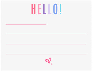 Set of 8 "HELLO" FLAT CARD