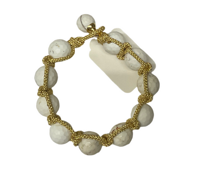 Macrame Pearl Bracelet w button-mac-peb-g14 : pearl