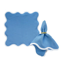 Set of 4 Linen Scalloped Square