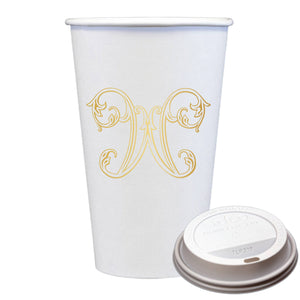 Initial Monogrammed Coffee Cups with Lids