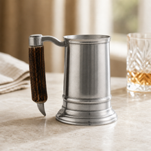 Straight English Pewter Mug Composite Antler Handle