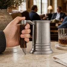 Straight English Pewter Mug Composite Antler Handle