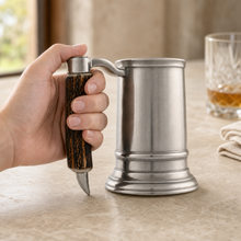 Straight English Pewter Mug Composite Antler Handle