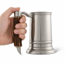 Straight English Pewter Mug Composite Antler Handle