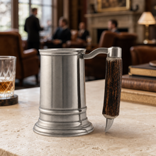 Straight English Pewter Mug Composite Antler Handle