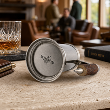 Straight English Pewter Mug Composite Antler Handle