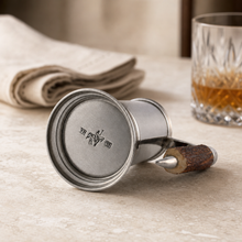 Straight English Pewter Mug Composite Antler Handle