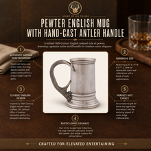 Pewter English Mug with Pewter Antler Handle