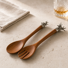 Elk Head Wood Salad Servers