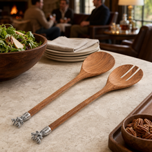 Elk Head Wood Salad Servers