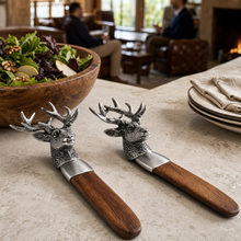 Elk Head Wood Salad Servers