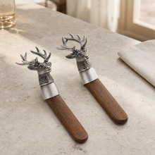 Elk Head Wood Salad Servers