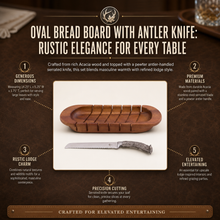 Oval Bread Board with Antler Knife