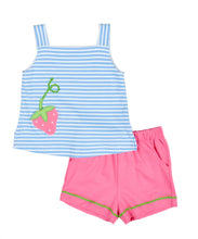 Stripe Knit Short Set with Strawberry Pocket
