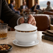 Elk Bust Porcelain Lidded Bowl