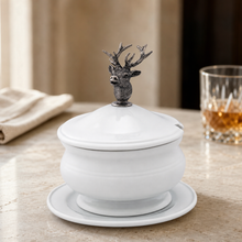 Elk Bust Porcelain Lidded Bowl