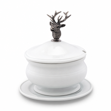 Elk Bust Porcelain Lidded Bowl
