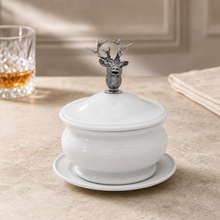 Elk Bust Porcelain Lidded Bowl