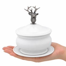 Elk Bust Porcelain Lidded Bowl