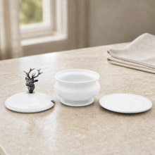 Elk Bust Porcelain Lidded Bowl