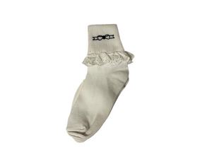 Fold Over Socks Bow-Navy Bow : S