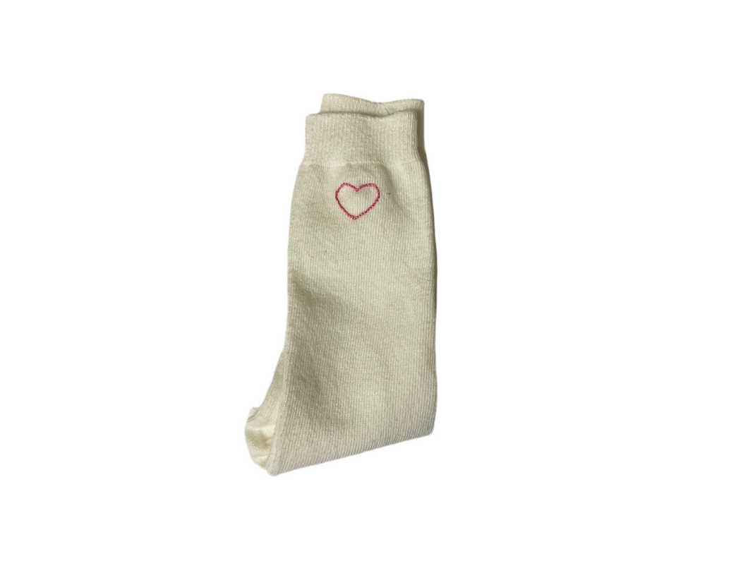 Socks w/ Pink Heart-S
