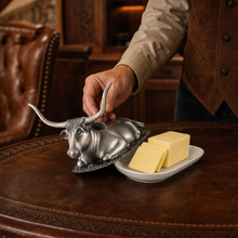 Pewter Longhorn Steer Butter Dish