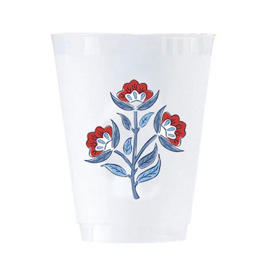 16oz red floral block print