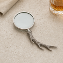 Pewter Antler Handle Magnifier 4 inches