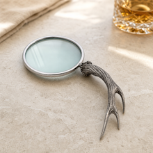 Pewter Antler Handle Magnifier 4 inches