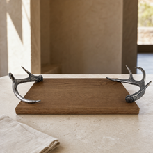 Cheese Tray With Pewter Antler Handles