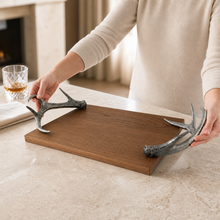 Cheese Tray With Pewter Antler Handles