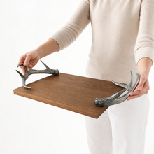 Cheese Tray With Pewter Antler Handles