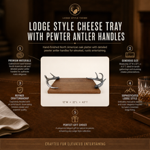 Cheese Tray With Pewter Antler Handles