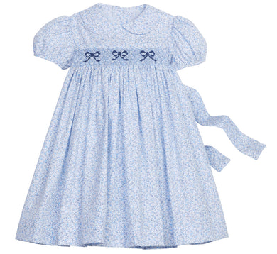 Smocked Peter Pan Dress - Blue Vinings
