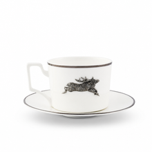 Running Elk Cup and Saucer Bone China Platinum Rim
